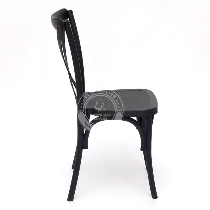 CROSSBACK Black Wood-Grain Resin Chair