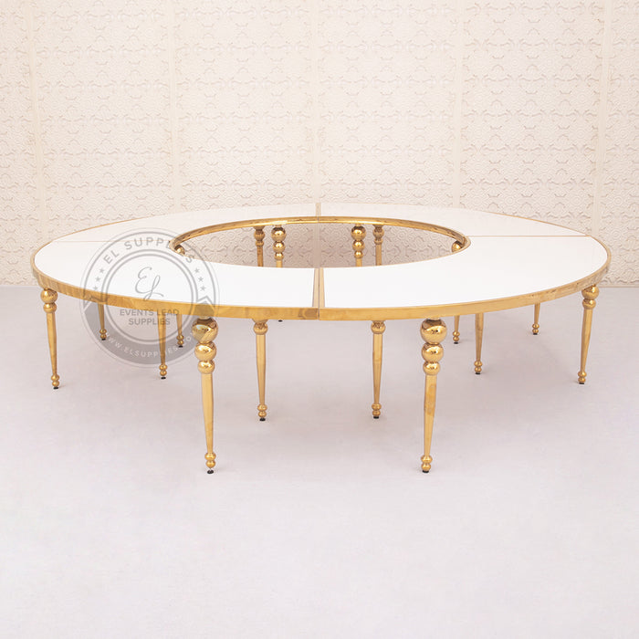 VEGA Serpentine Dining Table - Gold with White Top