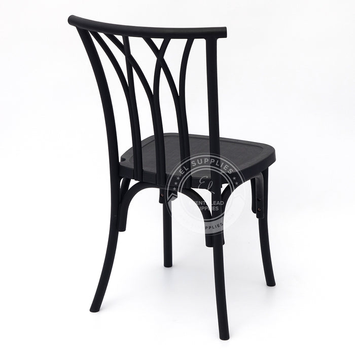 WILLOW Black Wood-Grain Resin Chair