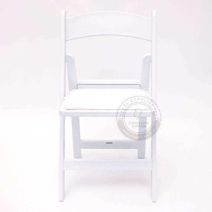 Folding Chair Resin White - Vinyl Cushion