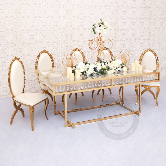 wedding gold sweetheart dining table & chairs