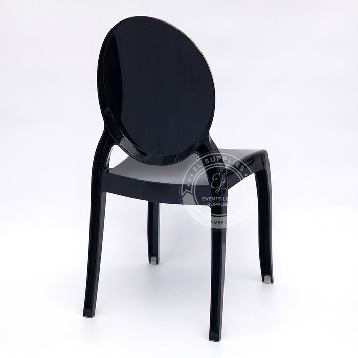 SOPHIA Black Resin Oval Back Wide Seat Ghost Chair