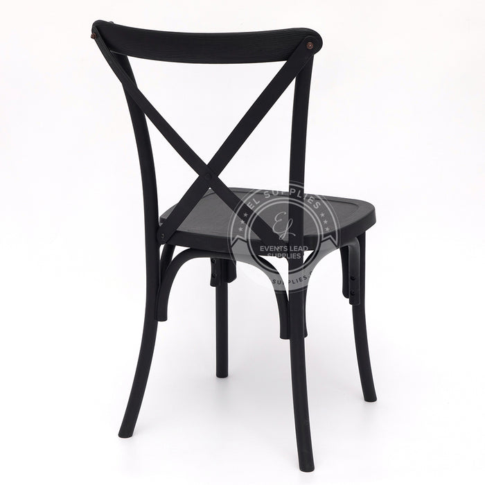 CROSSBACK Black Wood-Grain Resin Chair