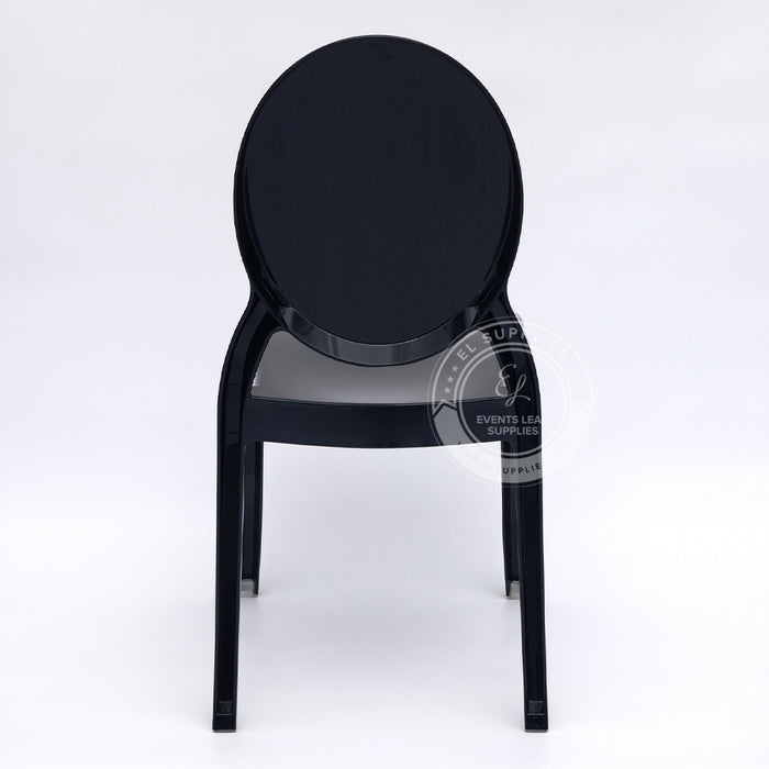 SOPHIA Black Resin Oval Back Wide Seat Ghost Chair