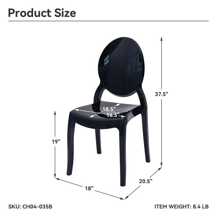 SOPHIA Black Resin Oval Back Wide Seat Ghost Chair