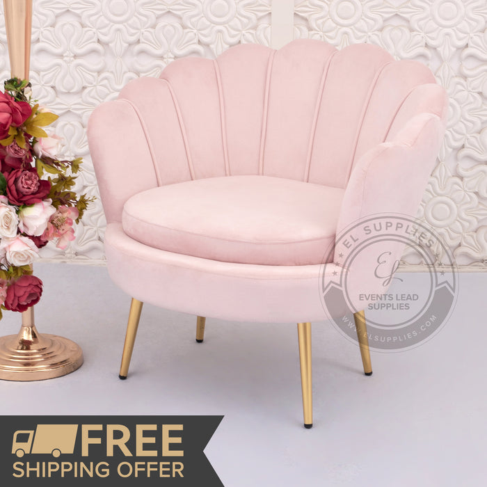 LULU Velvet Barrel Chair - Blush Pink