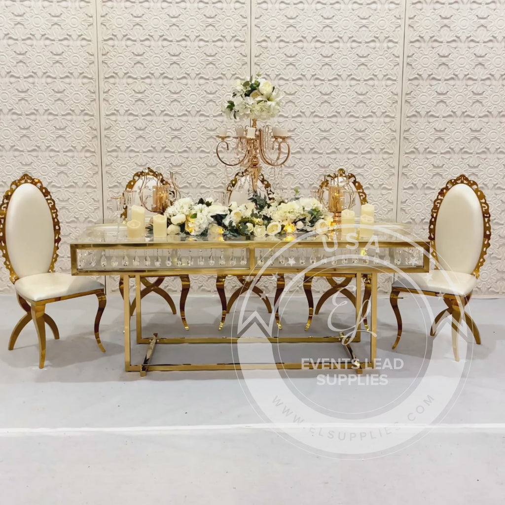 wedding gold sweetheart table & chairs 