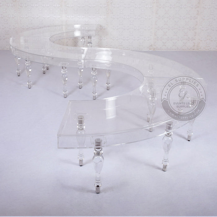 round s-shaped acrylic dining table