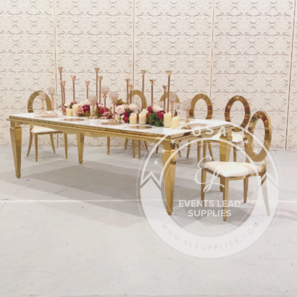Gold 8 foot dining table marble