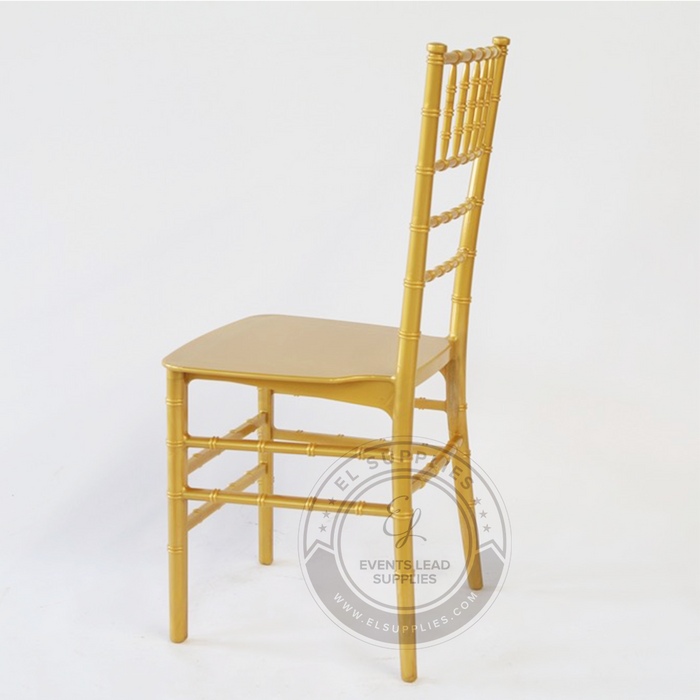 CHIAVARI Gold Resin Chair - Monoframe - White Fabric Cushion
