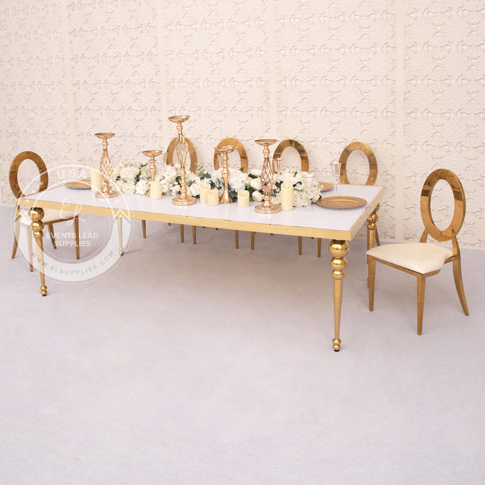 white and gold modern dining table 